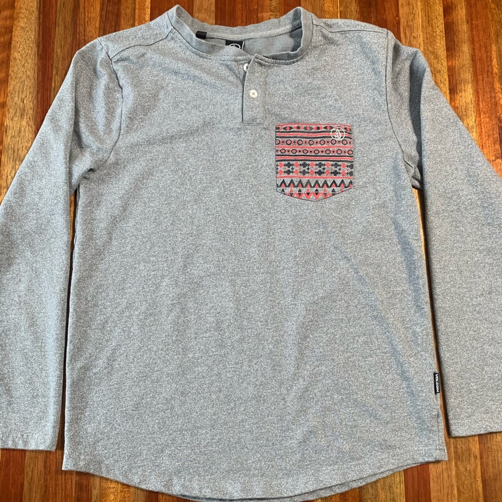 Volcom Gray Long Sleeve With Detailed Pocket